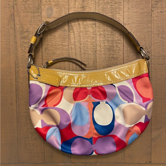 Coach Handbags - Coach Signature Multicolor Scarf Print Bag